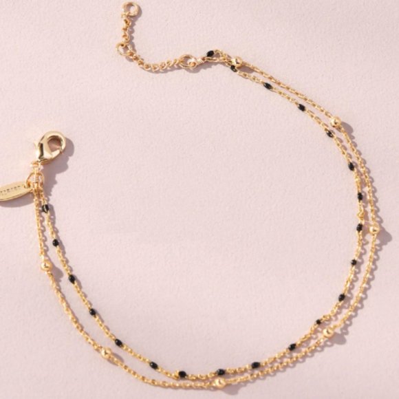 Anthropologie Delicate Jeweled Double-Chain Bracelet NWT - Picture 1 of 3